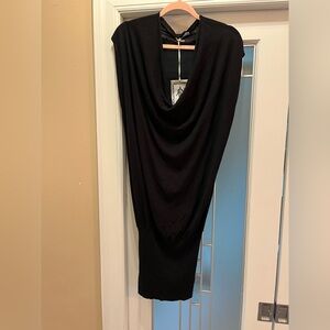 🆕 MY-TRIBE Size M Black Stretch Cowl Dress with Cap Sleeves